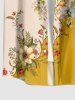 Chemise hawaïenne homme à imprimé fleurs et feuilles, avec boutons et poche - Deep Yellow 2XL