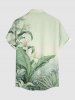 Chemise pour homme à imprimé tropical feuilles, fleurs et plantes, style Hawaï, avec poche boutonnée - Vert clair S