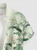 Chemise pour homme à imprimé tropical feuilles, fleurs et plantes, style Hawaï, avec poche boutonnée - Vert clair S