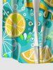Chemise homme à imprimé hawaïen feuilles tropicales et citrons, avec poche boutonnée - Turquoise S