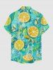 Chemise homme à imprimé hawaïen feuilles tropicales et citrons, avec poche boutonnée - Turquoise S