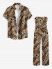 Leopard Print Hawaii Pocket Jumpsuit with Removable Belt and Shoulder Strap -  