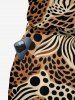 Leopard Print Hawaii Pocket Jumpsuit with Removable Belt and Shoulder Strap -  
