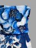 Flowers Leaf Print Pocket Hawaii Jumpsuit With Removable Belt and Shoulder Straps -  