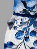 Flowers Leaf Print Pocket Hawaii Jumpsuit With Removable Belt and Shoulder Straps -  