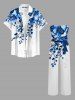Flowers Leaf Print Pocket Hawaii Jumpsuit With Removable Belt and Shoulder Straps -  