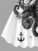 Robe Hawaïenne à Imprimé Pieuvre, Ancre et Éclaboussures de Peinture (Bretelles réglables) - Blanc XXS