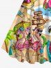 Flamingo Coconut Tree Seascape Rainbow Print Hawaii Tank Dress(Adjustable Shoulder Strap) -  