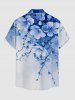 Flowers Ombre Print Buttons Pocket Hawaii Shirt For Men -  
