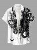 Octopus Anchor Paint Splatter Print Buttons Pocket Hawaii Shirt For Men -  