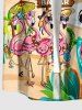 Flamingo Coconut Tree Seascape Rainbow Print Buttons Pocket Hawaii Shirt For Men -  
