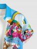 Flamingo Coconut Tree Seascape Rainbow Print Buttons Pocket Hawaii Shirt For Men -  