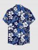 Chemise hawaïenne pour homme à imprimé fleurs et feuilles, avec boutons et poche - Bleu profond S