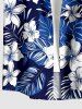 Chemise hawaïenne pour homme à imprimé fleurs et feuilles, avec boutons et poche - Bleu profond S