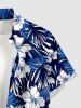 Chemise hawaïenne pour homme à imprimé fleurs et feuilles, avec boutons et poche - Bleu profond S