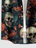 Skulls Flowers Leaf Print Buttons Pocket Hawaii Shirt For Men -  