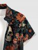 Skulls Flowers Leaf Print Buttons Pocket Hawaii Shirt For Men -  