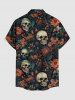 Skulls Flowers Leaf Print Buttons Pocket Hawaii Shirt For Men -  