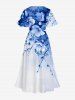 Flowers Ombre Print Split Hawaii Midi Dress -  