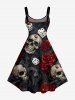 Skulls Rose Flower Insect Dice Print Halloween A Line Dress -  
