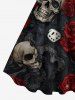 Skulls Rose Flower Insect Dice Print Halloween A Line Dress -  
