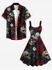 Skulls Rose Flower Insect Dice Print Halloween A Line Dress -  