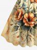 Flower Leaf Branch Letters Print Hawaii A Line Dress -  
