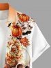 Chemise pour homme Halloween à boutons et poche, imprimé crânes, fleurs, citrouilles et chauves-souris - Orange S