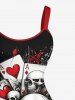 Robe trapèze Halloween à imprimé crânes, poker et cœurs - Noir XS