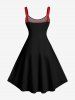 Robe trapèze Halloween à imprimé crânes, poker et cœurs - Noir XS