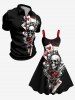 Robe trapèze Halloween à imprimé crânes, poker et cœurs - Noir XS