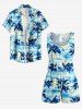 Coconut Tree Sea Print Hawaii Drawstring Pocket Romper -  
