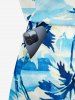 Coconut Tree Sea Print Hawaii Drawstring Pocket Romper -  