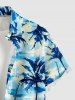 Coconut Tree Sea Print Hawaii Button Pocket Shirt For Men -  