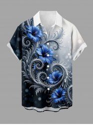 Tropical Flowers Ombre Print Buttons Pocket Hawaii Shirt For Men -  