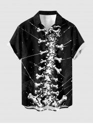 Chemise homme à boutons et poche, motif squelette Halloween - Noir L