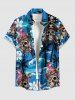 Crânes Pirate Perroquet Cocotier Fleur Vagues de Mer Imprimé Assorti Ensemble Plage Hawaii pour Couples - Pers 