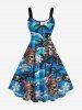 Crânes Pirate Perroquet Cocotier Fleur Vagues de Mer Imprimé Assorti Ensemble Plage Hawaii pour Couples - Pers 