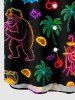 Glitter Neon Coconut Tree Pineapple Octopus Print Matching Hawaii Beach Outfit For Couples -  