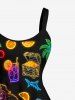 Glitter Neon Coconut Tree Pineapple Octopus Print Matching Hawaii Beach Outfit For Couples -  