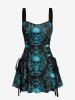 Tenue assortie pour couples avec motif crânes d'Halloween floral Magic Mirror - Paon Bleu 