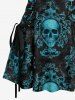 Tenue assortie pour couples avec motif crânes d'Halloween floral Magic Mirror - Paon Bleu 