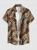 Tenue de plage hawaïenne assortie à motif léopard pour couples - Brun 