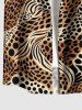 Tenue de plage hawaïenne assortie à motif léopard pour couples - Brun 