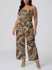 Tenue de plage hawaïenne assortie à motif léopard pour couples - Brun 