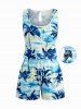 Matching Hawaii Shirt and Romper Beach Outfit Coconut Tree Sea Print For Couples -  