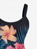 Robe hawaïenne sans manches à imprimé feuilles tropicales et fleurs d'hibiscus (bretelles ajustables) - Paon Bleu XXS