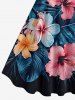 Robe hawaïenne sans manches à imprimé feuilles tropicales et fleurs d'hibiscus (bretelles ajustables) - Paon Bleu XXS
