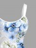 Flowers Leaf Print Hawaii Tank Dress(Adjustable Shoulder Strap) -  