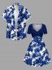 Hibiscus Flowers Coconut Tree Print Cinched Hawaii Dress -  